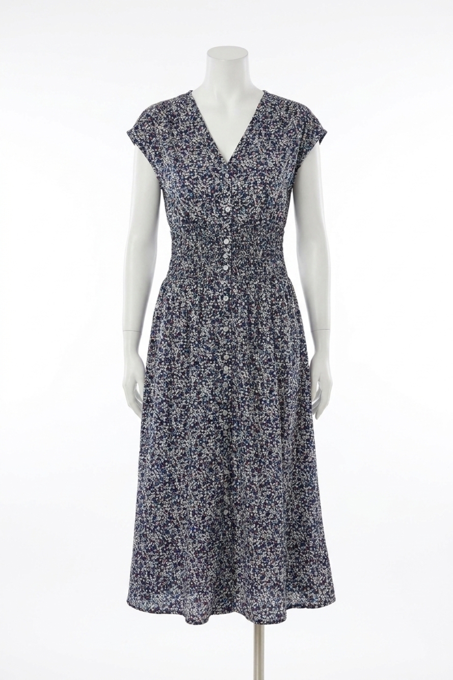 NEW MOLLY BRACKEN midi floral daisy dress in navy